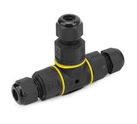 YWBL-WH Connecteur en Forme de T étanche IP68 en Nylon PA66 Boîte de Jonction à 3 Broches 16 A 250 V Laiton nickelé pour Câble Souterrain Lampadaire Fontaine Tunnel Éclairage de Cour