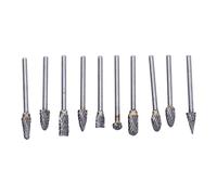 YWBL-WH Ensemble de Limes Rotatives, Kit de Fraises de Meulage en Carbure de Tungstène 10 Pièces Tige de 3 Mm Tête de 6 Mm Coupe Unique pour le Travail du Bois Façonnage du Métal ébavurage Gravure