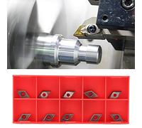 YWBL-WH Inserts de Tournage, Insert CNC en Carbure DCMT0702 EM YBC205 avec Revêtement PVD, Lame d'insertion 10 Pièces Plus clé, pour Semi-finition de l'acier sur les Utilisateurs d'outils de Tour