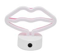 YWBL-WH Néon en Forme de Lèvre, Lampe Néon LED en PVC et Silicone avec Support, alimenté par USB ou Pile 3AA, Lueur Rose, Décoration de Table de 14 Cm pour Chambre de bébé, Fête, Chambre à Coucher,