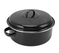 YWBL-WH Plat à Rôtir Finition Mouchetée Noire Plaque de Cuisson en émail Domestique Poêle à Rôtir Antiadhésive pour Patates Douces Rôties Châtaignes (Couvercle en fer 26CM)