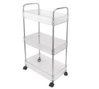 YWBL-WH Support de Rangement de Cuisine, Chariot de Rangement à 3 Niveaux en Pet et Acier Inoxydable 201, Organisateur d'étagère étroite Mobile pour Salle de Bain, Buanderie, Cuisine, Chariot