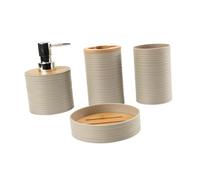 YWJLQH Ensemble de Décoration de Salle de Bain de 4 Pièces Comprenant Un Porte-savon, Un Gobelet pour Bain de Bouche et Un Porte-brosse à Dents, Beige