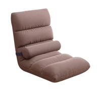 YWJLQH Fauteuil de Sol Pliant à 5 Niveaux Réglables, Dossier Inclinable Rembourré, Housse Lavable et Structure Robuste en Flanelle, CafÉ
