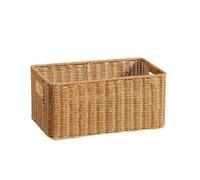 YWJLQH Panier de Rangement Rectangulaire Tissé avec Poignées Intégrées en Plastique et Bords Solidifiés Organisation Facile des, Panier De Rangement En Rotin Tressé, Couleur Café Clair, 49x36x18cm
