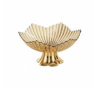 YWJLQH Plateau de Service Industriel Présentoir à Gâteaux Collations Fruits Support Solide Imitation Verre Stable Fait pour Table Basse Évènement, Or, Fleur Dorée