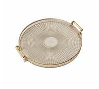 YWJLQH Plateau Motif Plateau de Présentation Plateau Rond Plateau Décoratif en Matière Synthétique Texture Originale avec Poignées pour Organisation Service, Ambre, Plaque À Diamant