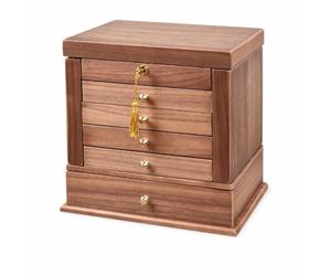 YWMJZEU Boîte de Rangement Maquillage Organisateur Tiroirs Cosmétique Coffret Bois Style Noyer avec Dessus et Tiroirs pour Trier, Bois D Hévéa Plaqué Noyer