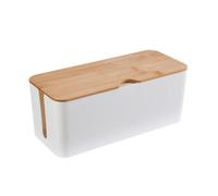 YWMJZEU Boîte Rangement Câbles avec Couvercle Rectangulaire Boîte Gestion s Câbles Fiable Dissimulateur Multiprise pour Maison, Bambou Couvercle Nouveau Blanc, Très Grande