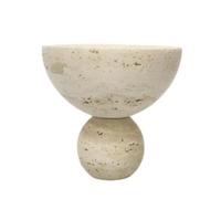 YWMJZEU Bol Décoratif Véritable Coupe En Sculptural Récipient sur Pieds pour Entrée, Salon, Chambre, 14 14 13cm, Moderne Simple, Travertin