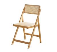 YWMJZEU Chaise Pliante de Salle à Manger Chaise de Table Chaise de Repas Siège Pliable en Bambou avec Dossier en Cannage Surface Aérée Classique Quatre Pieds, Naturel