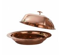YWMJZEU Cloche de Service Ronde Dome Alimentaire Couvercle Plateau Couverture Inox Aspect Poli Protège les Mets des Impuretés avec Préhension Facile Adaptée, Or Rose, 40cm