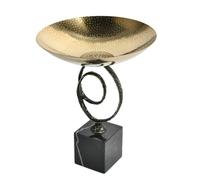 YWMJZEU Coupe Décorative sur Pied Morne Coupe Décorative avec Socle Polyvalent Corbeille à Fruits sur Socle pour Hôtel, Style Moderne Avec Base En Bois Noir Et Bol Doré Martelé, Hauteur 250 Mm