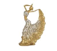 YWMJZEU Figurine Danseuse en Résine Statue Danseuse Doré Statuette Femme pour Collectionneurs, Salon, Étagère, Bureau, Bronze, Danseuse De Paon en Bronze