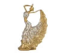 YWMJZEU Figurine Danseuse en Résine Statue Danseuse Doré Statuette Femme pour Collectionneurs, Salon, Étagère, Bureau, Doré, Danseuse De Paon Dorée