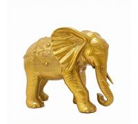 YWMJZEU Figurine D'éléphant En Laiton Doré Statuette d’éléphant Ornemental pour Collectionneurs, Salon, 24cm X 13cm X 18cm, Éléphant À Motif JY Absorbant L Eau 1 Pied Trompe Courbée
