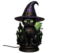 YWMJZEU Lampe Chat Sorcière Usb Lampe Rétro Veilleuse Figurine Chat Abat-jour Translucide Résine Artisanale Lumière de Base Ornementale Câble Pratique Adaptée, USB, Lampe Chat Noir Sorcière D