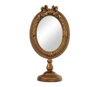 YWMJZEU Miroir Ovale avec Cadre Décoratif Style Français Miroir Table avec Socle Vintage pour Coiffeuse, Console D'entrée