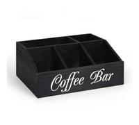 YWMJZEU Organisateur Café en Bois Pratique Organisateur Café Rectangulaire Boîte Rangement en Bois pour Comptoir, Marron, 30×19.5×12