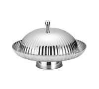 YWMJZEU Plateau à Gâteau avec Couvercle INOX 304 Plat Service avec Cloche Argenté Poli Plateau Service Couvercle pour Buffet, Collation