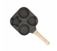 YWMJZEU Poêle 4 Cavités Forme Étoile et Cœur Poêle à Œufs Antiadhésive, Noir, Noir
