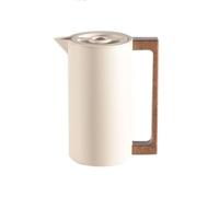 YWMJZEU Pot Isotherme avec Poignée En Bois Moderne Carafe Isotherme avec Bec Verseur Acier Inoxydable 304 Récipient Bec Verseur pour Bureau, Array, Beige, 1.0L