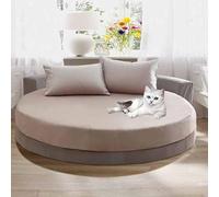 YWQJL Protege Matelas Drap-Housse Rond Protège Matelas Housse Matelas Protection Matelas Doux Drap-Housse en Élastique Respirant(1,Diameter220cm)