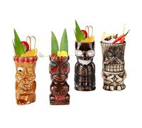 YXCQHZM Lot de 4 tasses Tiki en céramique Tiki en céramique tropicale hawaïenne Tiki fête créative cocktail boissons grandes tasses de bar