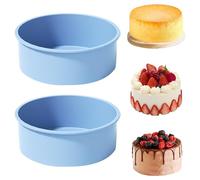 YXHZVON 2 Pcs Moule Gateau Silicone Rond 15 cm, Antiadhésif Moule à Manqué Dégagement Rapide, Moule Silicone Patisserie Rond pour la Cuisson des Gâteaux Pain Pâtisserie（Bleu）