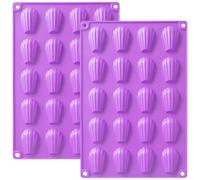 YXHZVON 2 Pièces Mini Moule Madeleine Silicone, 20 Cavités Antiadhésifs Moule à Madeleine，Mini Moule Madeleine Silicone pour Madeleine, Biscuits, Chocolat, Pudding (Violet)