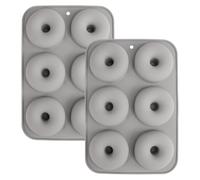 YXHZVON 2 Pièces Moule Donuts Silicone, Moule Muffins Silicone, 6 Cavités Beignets Antiadhésifs Moule, Moule Gâteau de Qualité Alimentaire Sans Bpa (Gris)
