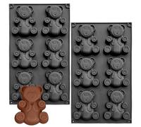 YXHZVON 2 Pièces Moule en Silicone Ourson 6 Cavités Noir, Moule à Chocolat Antiadhésif pour Bonbons, Biscuits, Savons - Lavable, Réutilisable, Idéal pour Artisanat DIY