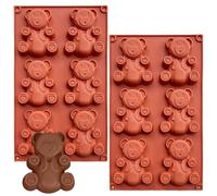 YXHZVON 2 Pièces Moule en Silicone Ourson 6 Cavités Rouge, Moule à Chocolat Antiadhésif pour Bonbons, Biscuits, Savons - Lavable, Réutilisable, Idéal pour Artisanat DIY