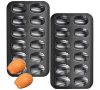 YXHZVON 2 Pièces Moule Madeleine, 12 Cavités Antiadhésifs Moule à Madeleine，Moule Madeleine Acier Inoxydable pour Madeleine, Biscuits, Chocolat, Pudding