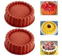 YXHZVON 2PCS Moule à Charlotte en Silicone 20cm Moule Gateau Silicone Rond | Charlotte Cake Pan, Moule à Gâteau Charlotte, Réutilisable Moule à Gâteau Cannelé, Antiadhésif,pour Cheesecake Brownie,Marron