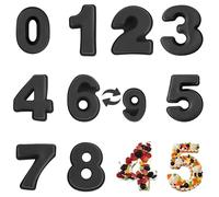 YXHZVON 9 Pièces Moule à Gâteau Number, 3D en Silicone Numérique, 25cm Moule Number Cake Grand Format 0-8 Pour Anniversaire et Anniversaire de Mariage(Noir)