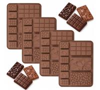 YXHZVON Lot de 4 Moules à Chocolat en Silicone Forme de Plaque, Moule à Gaufres Réutilisables avec, Moules à Bonbons à Gummy, Moule Bonbon Antiadhésif, pour Gelée, Pralines, Glaçons (Brun)
