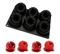 YXHZVON Moule à Mousse Framboises 6 Cavités Moule En Silicone Framboise | 3D Moule en Silicone Patisserie, Réutilisable Framboise, DIY, Antiadhésif, pour Chocolats Gelées Glaces Pudding (Noir)