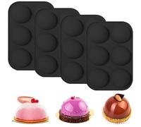 YXHZVON Moules à Chocolat en Semi-sphériques, 4 Pièces Moule en Silicone Demi Sphere, Moule Silicone Pâtisserie pour Chocolat, Gâteau, Gelée, Mousse de Dôme,Noir