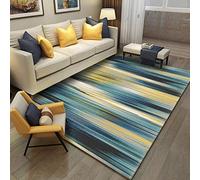YXISHOME Tapis Grande Shaggy Luxueux Super Doux Rug Nordique Abstrait rayé dégradé Bleu Jaune Tapis Contemporain Salon Design 1.6x2.3m