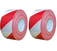 YXSF Ruban de signalisation non adhésif rouge et blanc 75 mm x 500 m - Pour la clôture et le marquage des zones dangereuses (Lot de 2)