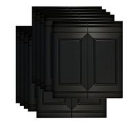 YXXSDP Lambris PVC Mural Panneaux muraux en Mousse 3D Noire - Autocollants de Protection Murale, imperméables et résistants aux Chocs, plinthes décoratives (5/10 pièces)(10PCS,70x90cm/27.6x35.4in)