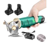 YXZYFPP Ciseaux à Tissu électriques sans Fil, Cutter Rotatif avec Batterie Rechargeable, Couteau Rond portatif pour travaux manuels, Carton, Cuir - Comprend 2 têtes de Coupe (90mm)