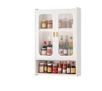 YYBHKHBY Meuble Haut de Cuisine INOX - Armoire Murale Porte Coulissante Acrylique - Rangement Suspendu Épices avec Étagère Ouverte pour Petit Espace & Maison,Blanc,40x16x70cm