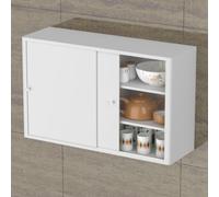 YYBHKHBY Meuble Haut de Cuisine Suspendu en Acier - Armoire Murale Porte Coulissante avec Étagère Réglable - Rangement Anti-Rouille pour Salle de Bain Balcon,Blanc,L70×W30×H50cm