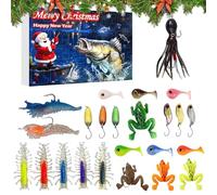 yybng Calendrier De L Avent Des Leurres De Pêche 2025-24-Jour 2025 Cadeaux De Fête Appât De Pêche - Calendrier De Compte À Rebours Avec Set De Leurres De Pour Les Vacances - Pour Hommes