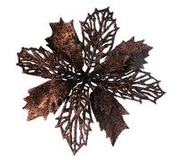 YYCRAFT Lot de 12 poinsettia à paillettes 15,2 cm pour décoration noel, décoration de noël intérieur, sapin de Noël Marron