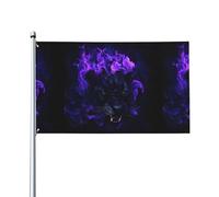 YYHHAOFA Bannières d'extérieur en polyester durable pour pelouse, terrasse et décorations de fête - Tête de panthère en flammes - 0,9 x 1,5 m