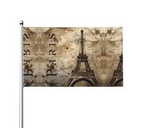 YYHHAOFA Bannières d'extérieur en polyester durable pour pelouse, terrasse et décorations de fête - Tour Eiffel de Paris - 0,9 x 1,5 m