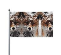 YYHHAOFA Fox Snow Prints Bannières d'extérieur en polyester durable pour pelouse, terrasse et décorations de fête 0,9 x 1,5 m
